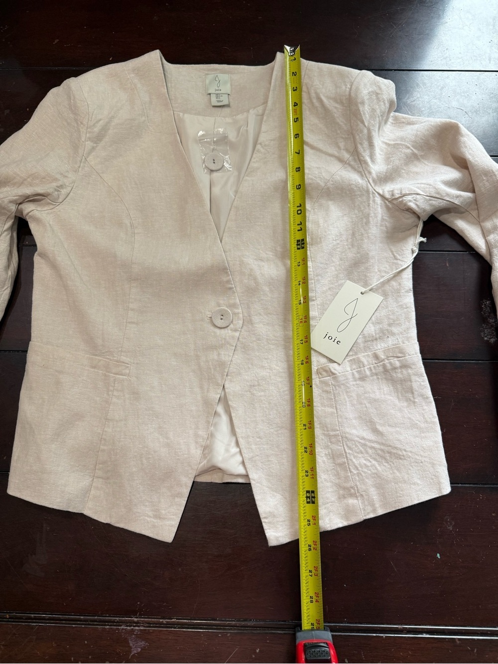 Joie Women’s Blazer Jacket Size L Beige Linen Blend Lightweight 1-Button NWT - Picture 8 of 8
